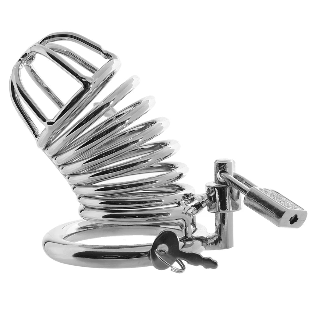 Blue Line Deluxe Steel Chastity Cage — Silver