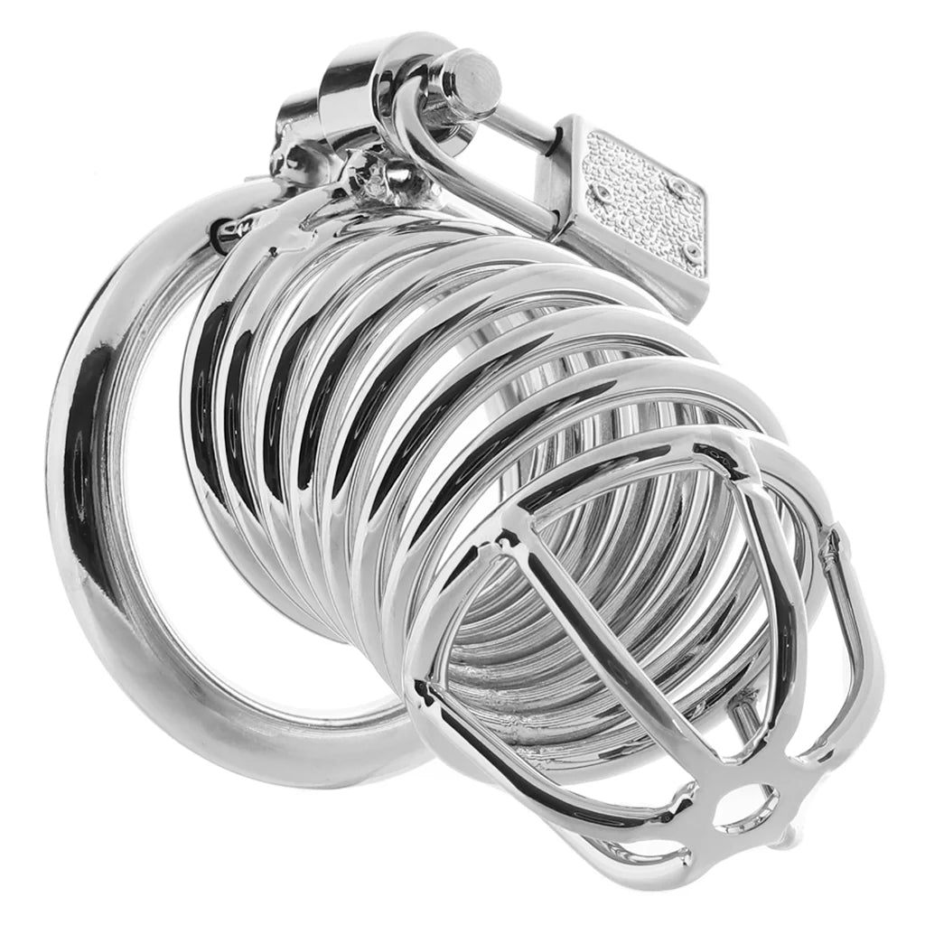 Blue Line Deluxe Steel Chastity Cage — Silver