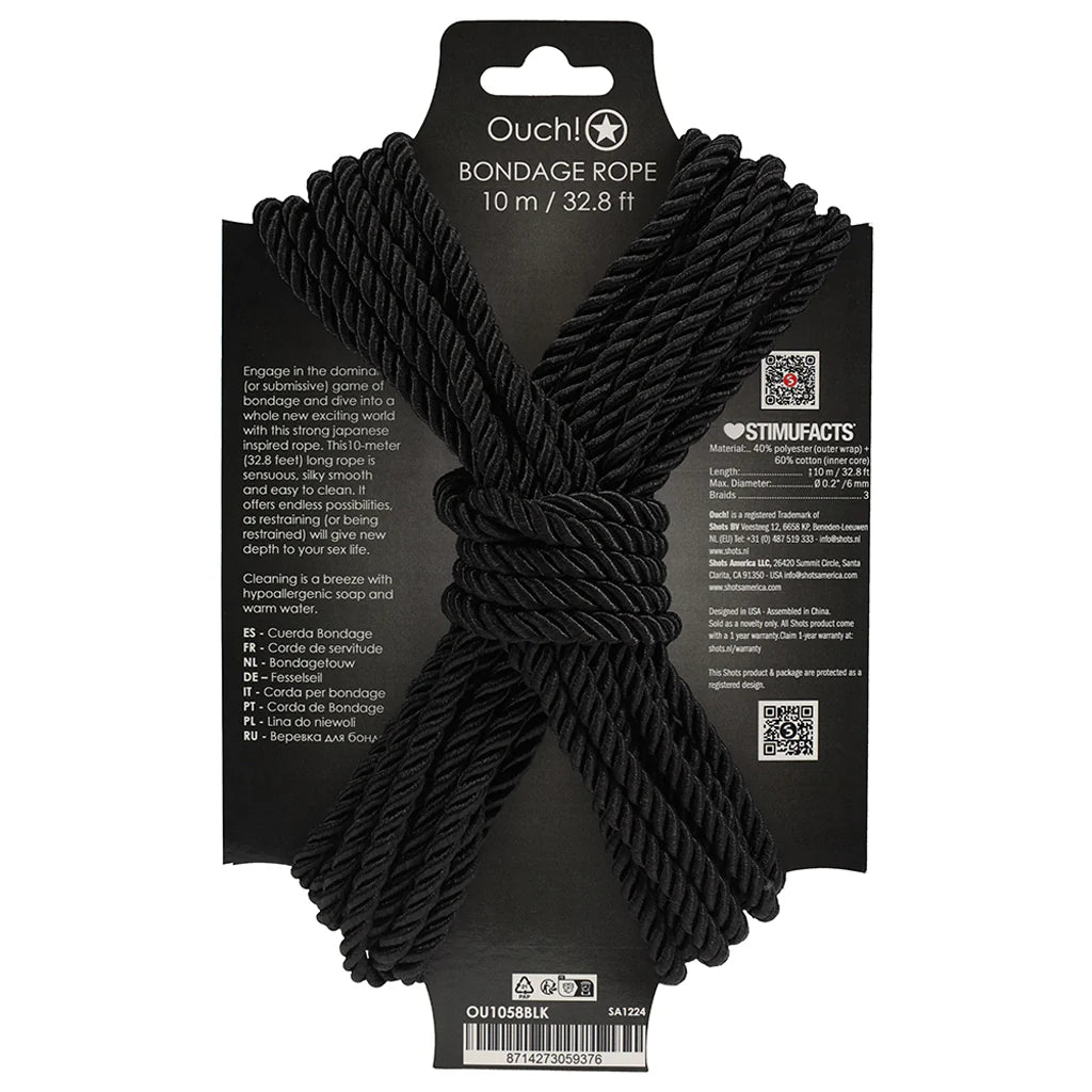 Ouch! 32.8'/10m Bondage Rope in Black