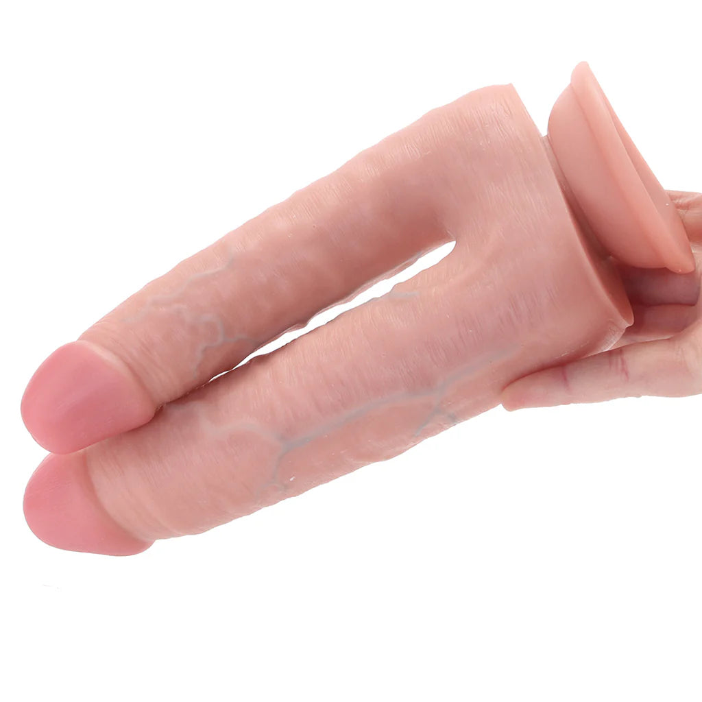 RealRock Double Trouble 7 and 8 Inch Double Dildo in Light