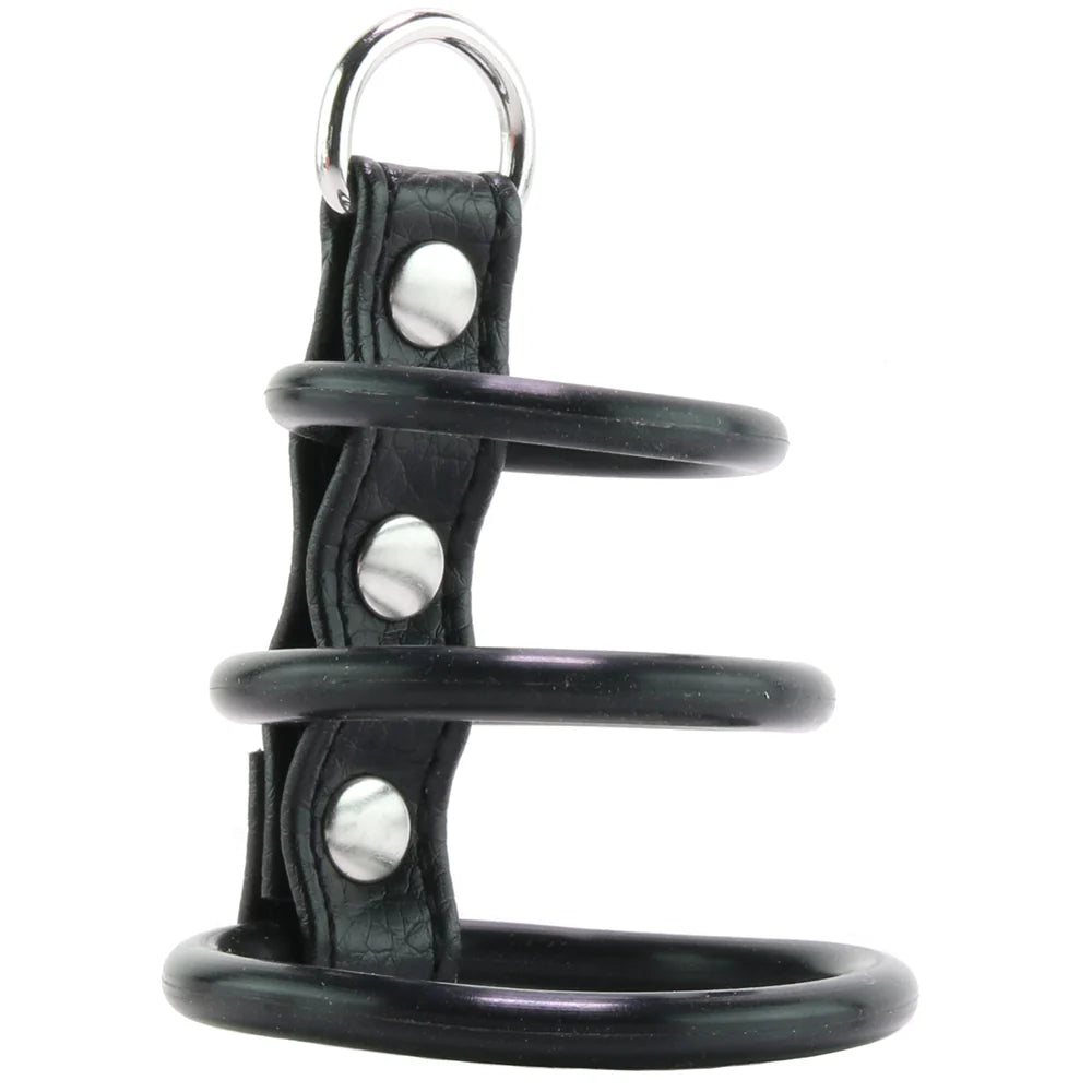 Blue Line 3 Ring Silicone Gates of Hell with Leash Lead