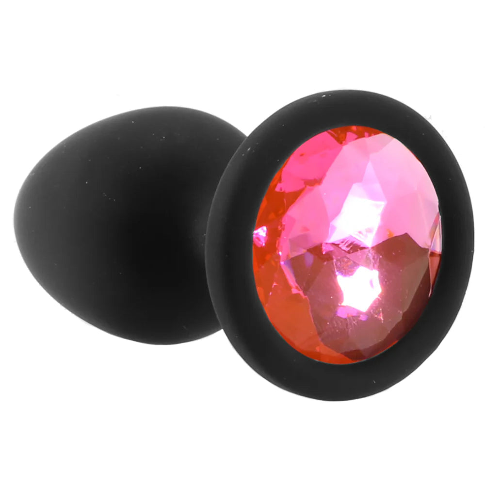 Booty Bling Small Pink Jeweled Silicone Plug